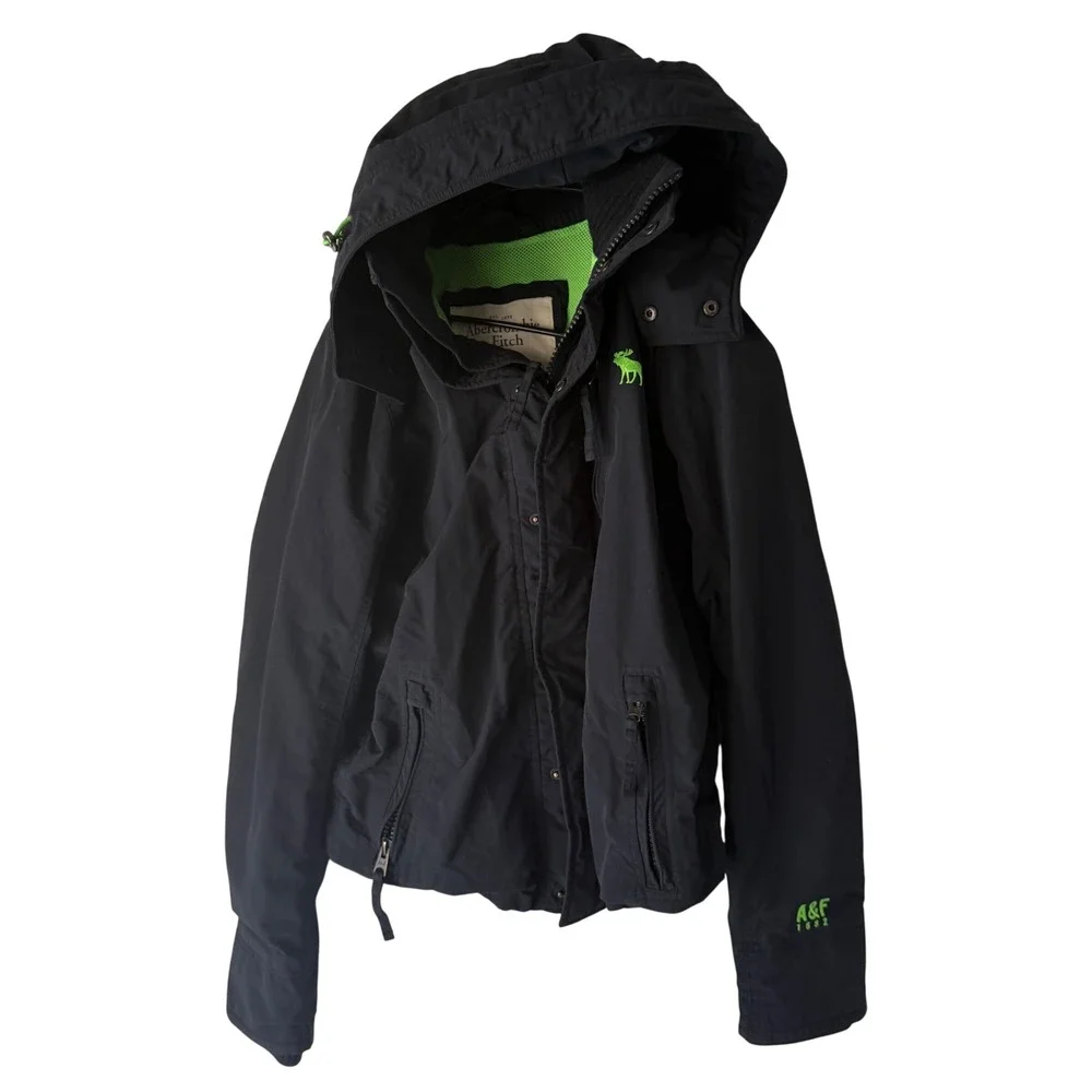 Abercrombie & Fitch Kids Boys Rain Winter Jacket Hooded Zip Lightweight Blue M